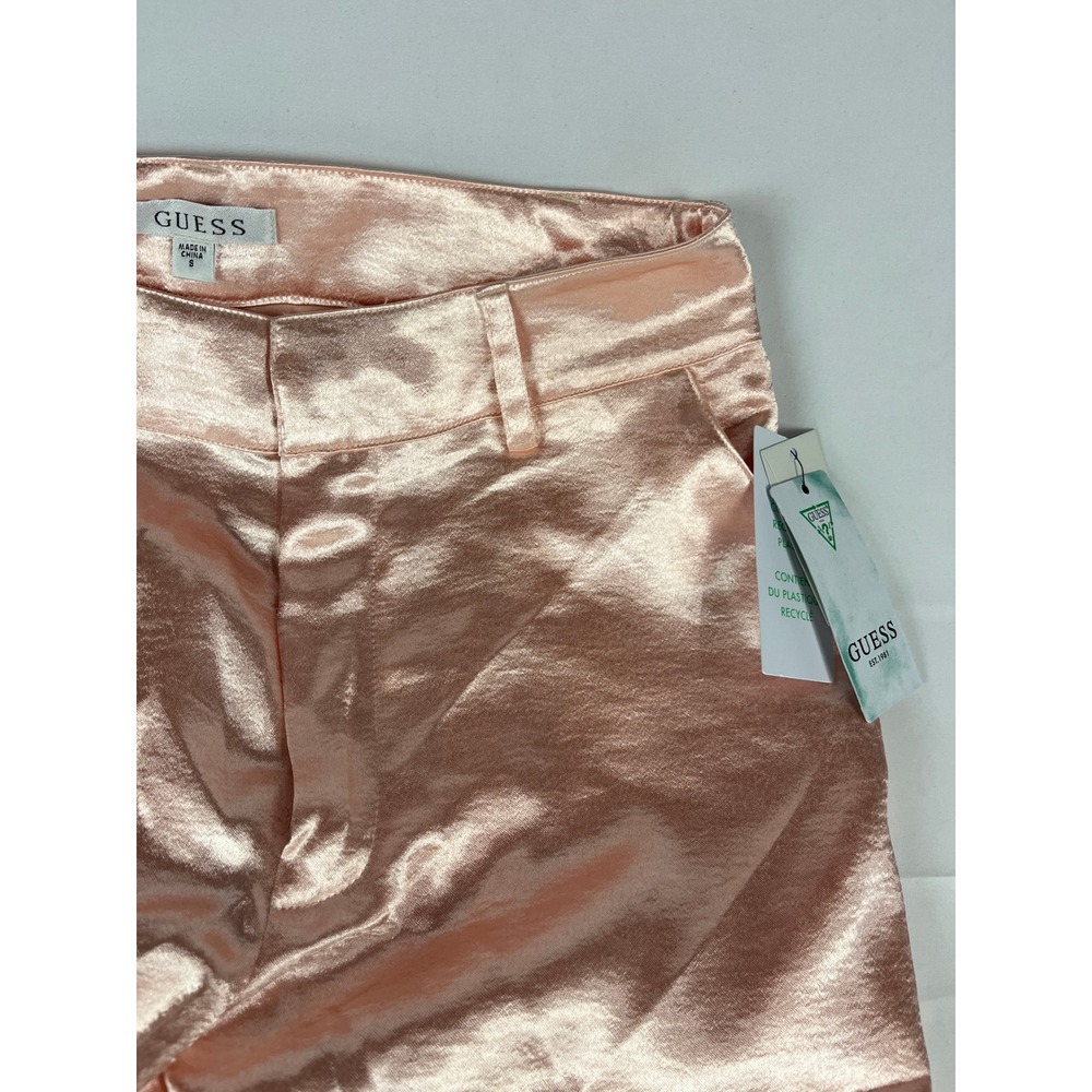 Guess Satin Cargo‎ Pants Rose Gold Wide Leg High Rise Women's Size S